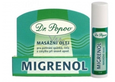DR. Popov Migrenol Roll-On Massageöl gegen Schlaf, Stirn und Nacken bei Müdigkeit, Migräne, Übelkeit
