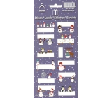 Bogen Weihnachtsetiketten Aufkleber Schneemänner dunkelblauer Bogen von 12 Etiketten