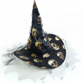Rappa Halloween Hexenhut mit Totenköpfen für Erwachsene 40 cm