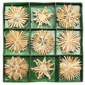 Strohdekorationen in Box ca. 6 cm, 27 Stück