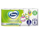 Zewa Deluxe Aqua Tube Camomile Comfort Parfümiertes Toilettenpapier 150 Stück 3lagig 8 Stück, spülbare Rolle