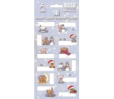 Bogen Weihnachtsetiketten Aufkleber Teddybären hellblau Bogen von 12 Etiketten