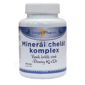 Uniospharma Mineral Chelate Complex enthält die Mineralien Kalzium, Magnesium und Zink in Form von Chelaten. Erhält den Zustand von Knochen und Zähnen 90 Tabletten