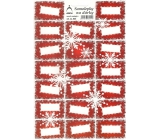 Bogen Weihnachtsgeschenk Aufkleber rote Schneeflocken 20 Etiketten 1 Bogen