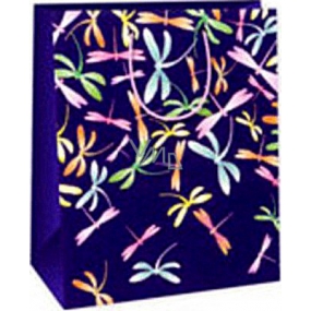 Ditipo Geschenk Papiertüte 26,4 x 13,7 x 32,4 cm lila Libellen