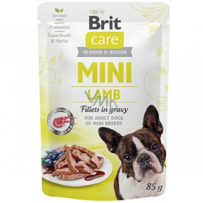 Brit Care Mini Lammfilets In Soße komplettes Super Premium Futter für erwachsene Hunde Mini Rassen Tasche 85 g