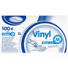 Wimex Hygienic weiße Einweghandschuhe aus Vinylpulver, Größe M, Schachtel mit 100 Stück