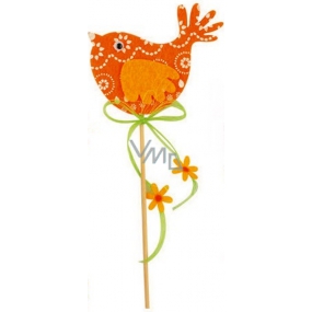 Filz Vogel orange-weiß Dekor Aussparung 7 cm + Spieße
