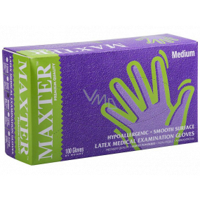 Maxter Hygienic Einweg-Latex hypoallergen gepuderte Handschuhe, Größe M, Karton 100 Stück