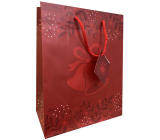Nekupto Dárková papírová taška 23 x 18 x 10 cm Vánoční zvonek červená