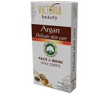 Victoria Beauty Argan Enthaarungswachsstreifen für Gesicht und Bikinibereich mit Arganöl 20 Stück + 2 Servietten 22 Stück