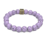 Lávový kámen světle fialový náramek elastický z přírodního kamene, kulička 8 mm / 16 - 17 cm