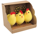 Gelbe Hühner mit Federn 6 cm 3 Stück