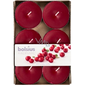 Bolsius Aromatic Maxi Wild Cranberry mit dem Duft von Cranberries duftenden Teelichtern 6 Stück, Brenndauer 8 Stunden