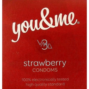 You & Me Strawberry transparent geschmiertes Kondom mit dem Duft von Erdbeeren 3 Stück