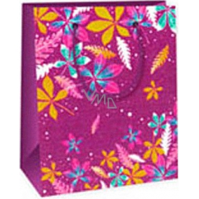 Ditipo Geschenk Papiertüte 11,4 x 6,4 x 14,6 cm lila gefärbte Blätter