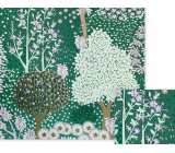 Nekupto Geschenkpapier 70 x 150 cm Grün mit Bäumen