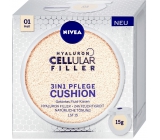 Nivea Hyaluron Cellular Filler 3 in 1 Pflege-Make-up Creme Make-up in einem Schwamm 01 Heller Farbton 15 g