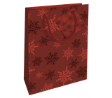 Nekupto Geschenk Papiertüte 14 x 11 x 6,5 cm Weihnachten rote Schneeflocken WBS 1918 30