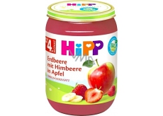 Hipp Fruit Bio-Äpfel mit Erdbeer- und Himbeerfruchtbeilage, reduziertem Laktosegehalt und ohne Zuckerzusatz für Kinder 190 g