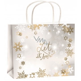 Engel Geschenk Papiertüte 23 x 18 x 10 cm Weihnachten Gold-Weiß-Band von Schneeflocken-Let it Snow M Horizont