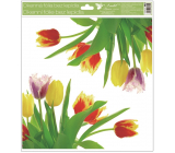 Fensterfolie ohne Klebeecke Gelbe Tulpen mit Glitzer 30 x 33,5 cm