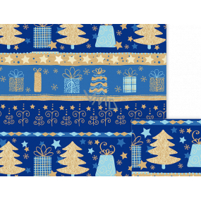 Ditipo Geschenkpapier 70 x 500 cm Weihnachtsblau Weihnachtsmotive