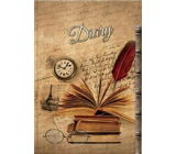 Ditipo Tagebuch Nostalgie Bücher, Brille, Uhr B5 17 x 24 cm