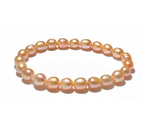 Perla růžová náramek elastický z přírodního kamene, 7 - 8 mm / 16 - 17 cm