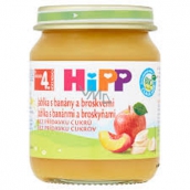 HiPP Fruit Organic Apples mit Bananen- und Pfirsichfruchtbeilage, reduziertem Laktosegehalt und ohne Zuckerzusatz für Kinder 125 g