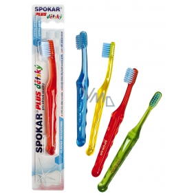 Spokar 3432 Plus extra weiche Zahnbürste für bis zu 6 Jahre Sechseckige Fasern mehr Farben1 Stück