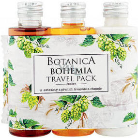 Bohemia Gifts Botanica Hopfen und Getreidebier Duschgel 75 ml + Shampoo 75 ml + Körperlotion 75 ml, Reisepaket