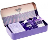Esprit Provence Levandule toaletní mýdlo 60 g + vonný pytlík + esenciální olej 12 ml + plechová krabička s obrázkem stromu v levandulovém poli, kosmetická sada pro ženy