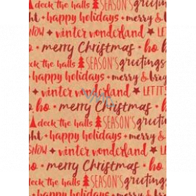 Ditipo Geschenkpapier 70 x 200 cm Weihnachten KRAFT roter Schriftzug