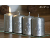Lima Advent Set mit Zahlen Kerze Silber Zylinder 60 x 90 mm 4 Stück