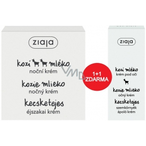 Ziaja Ziegenmilch Nachtcreme für trockene Haut mit Falten 50 ml + Augencreme 15 ml, Duopack
