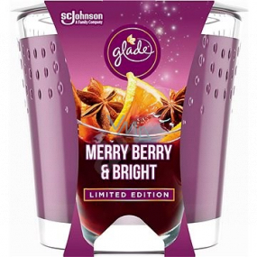 Glade Merry Berry & Bright mit dem Duft von Merlot, Waldbeeren und Gewürzen, Duftkerze in einem Glas, Brenndauer bis zu 32 Stunden 129 g