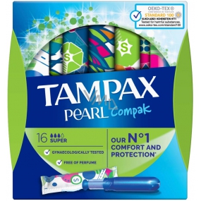 Tampax Compak Pearl Super Frauentampons mit 16-teiligem Applikator