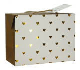 Geschenk Papiertüte Box 18 x 12 x 9 cm abschließbar, mit goldenen Herzen