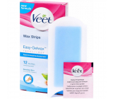 Veet Easy-Gel Kaltwachsstreifen für empfindliche Haut und Vitamin E und Mandelöl 12 + 2 Stück