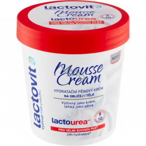 Lactovit Lactourea Mousse Cream Feuchtigkeitsspendende Schaumcreme für Gesicht und Körper für sehr trockene Haut 250 ml