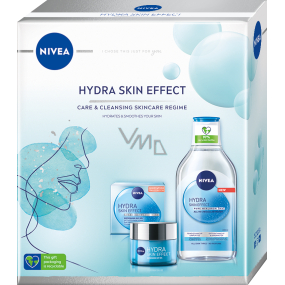 Nivea Hydra Skin Effect pleťový denní gelový krém s kyselinou hyaluronovou 50 ml + micelární voda s kyselinou hyaluronovou 400 ml, kosmetická sada pro ženy