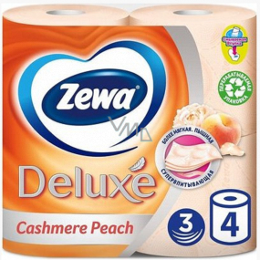 Zewa Deluxe Aqua Tube Kaschmir Pfirsich Eau de Parfum Toilettenpapier 3 Lagen 150 Fetzen 4 Stück, Rolle zum Spülen
