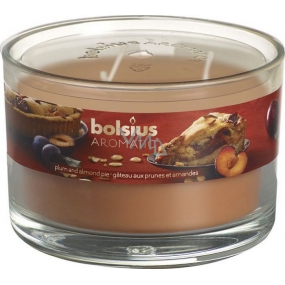 Bolsius Aromatic Plum & Mandelkuchen - Plum Almond Pie3 Dochte Duftkerze in Glas 70 x 106 mm 685 g, Brenndauer 83 Stunden