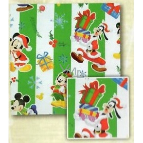 Nekupto Geschenkpapier 70 x 150 cm Weihnachtsgrüner Streifen, Mickey Mouse
