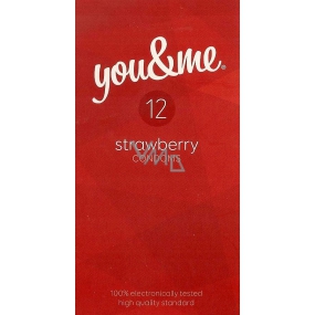 You & Me Strawberry transparent geschmiertes Kondom mit dem Duft von Erdbeeren 12 Stück