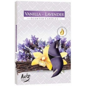 Bispol Aura Vanilla Lavender - Teelichter mit Vanille- und Lavendelduft 6 Stück