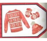 Nekupto Weihnachtsgeschenkkarten Pullover, Hut und Handschuhe 5,5 x 7,5 cm 6 Stück