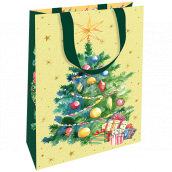 Nekupto Geschenkpapiertüte mit Prägung 17,5 x 11 x 8 cm Weihnachtsbaum mit Geschenken