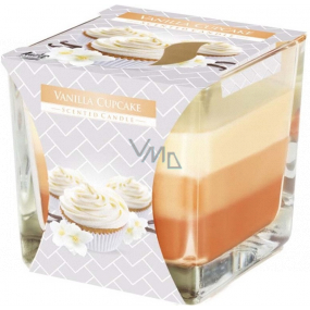 Bispol Vanilla Cupcake - Tricolor Duftkerzenglas mit Vanille Cupcake, Brenndauer 32 Stunden 170 g